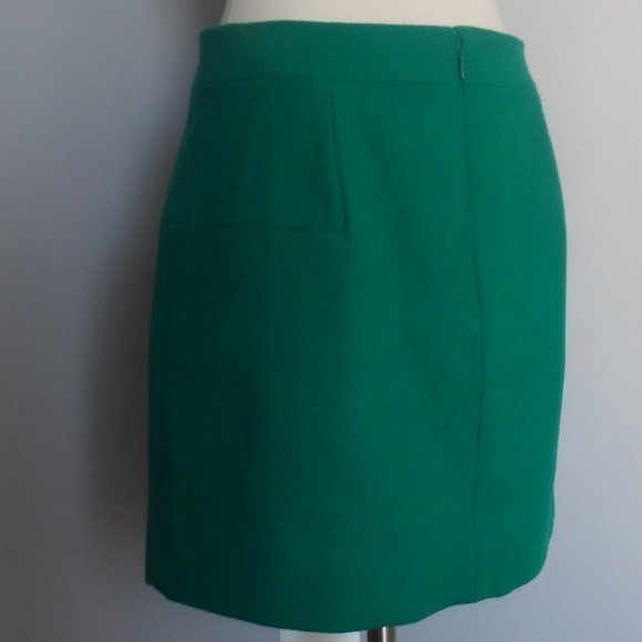 J Crew Bright Kelly Green Emerald Classic Mini Work Casual Wool Skirt 14275 Smal - Picture 4 of 7